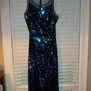 Stunning Sequin Dark Blue Evening Gown